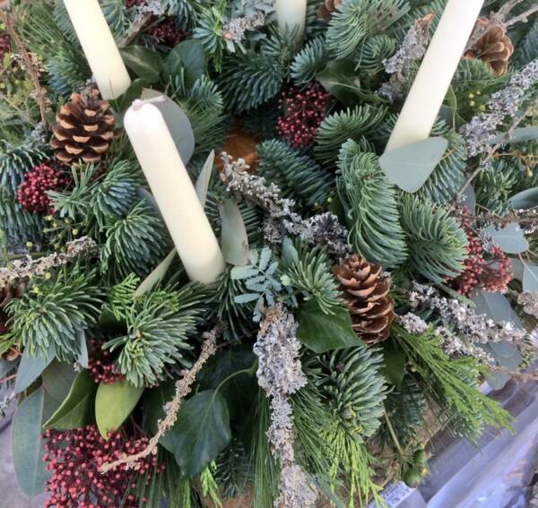 Festive foliage and Lychin advent wreath
